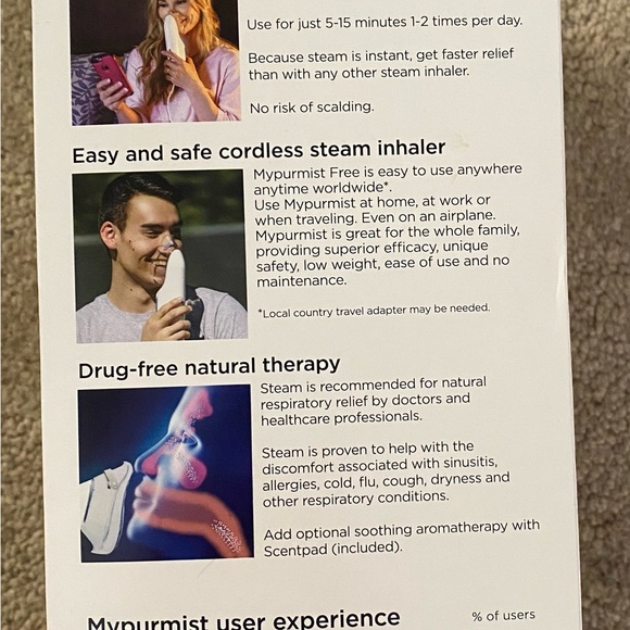 MyPurMist Cordless Ultrapure Steam Inhaler, NEW - Picture 3 of 3